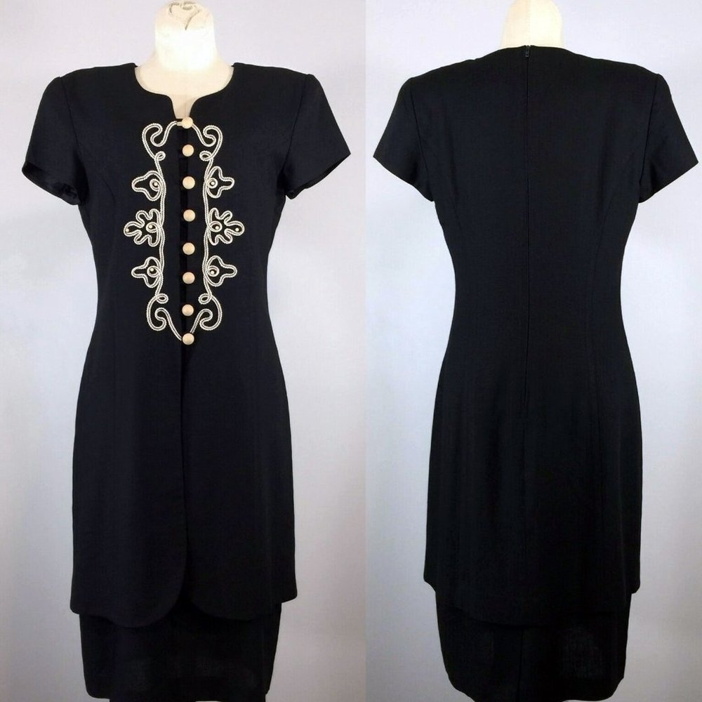 Vintage Julian Taylor NY Black Dress Size 8/10* Women 1 Piece Jacket Suit Dress